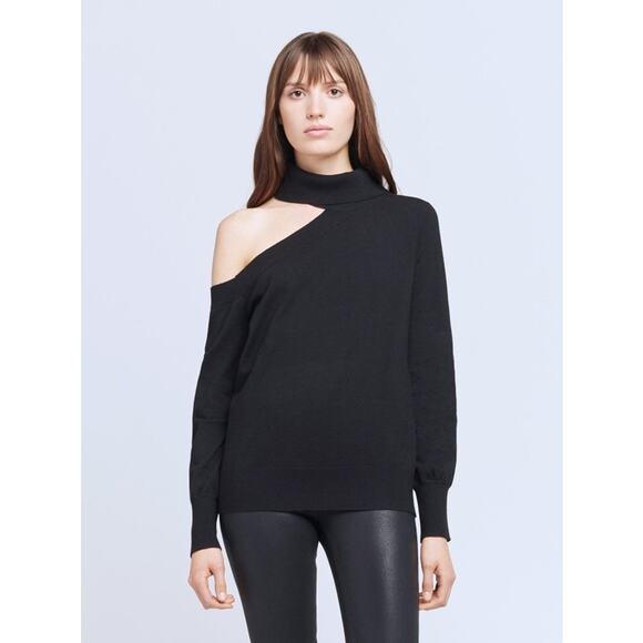 L'Agence Women's Easton One Shoulder Sweater in Dark Grey Size Large - Picture 1 of 6